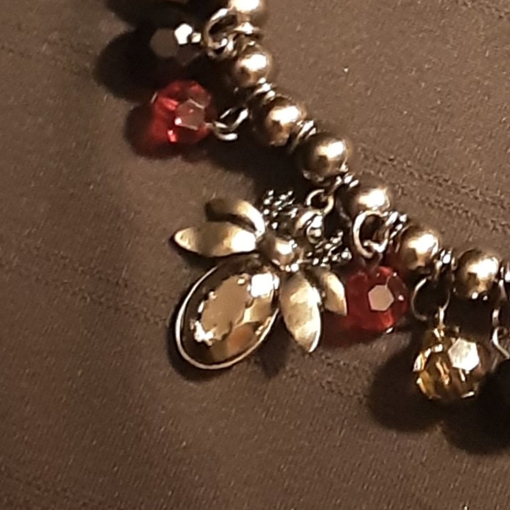 Beaded Insect And Rhinestone Stretch Bracelet - Picture 3 of 5